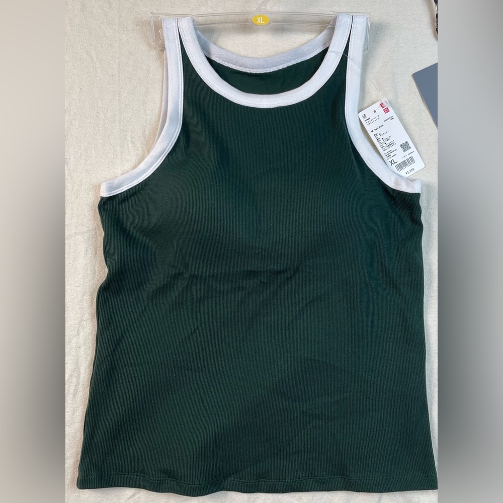 NWT Uniqlo Color Block Ribbed Bra Sleeveless Top from Japan, (US L/JPN XL)
